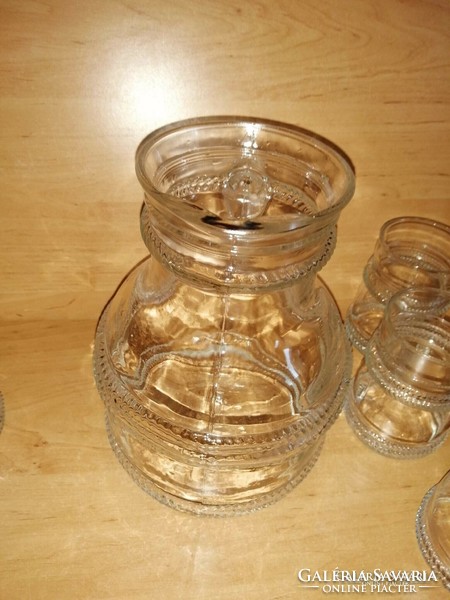Retro üveg italos készlet 1 db kancsó 6 db pohár (po-4)
