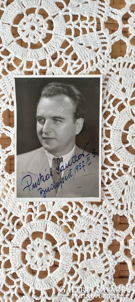 Autographed portrait of sheet music singer Sándor Puskás