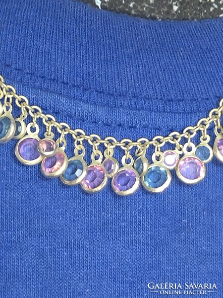Adjustable necklace from the 1960s with colored stones 42 cm long