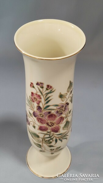 Zsolnay floral hand painted porcelain vase