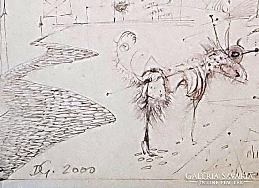 Dienes Gábor - 23 x 29 cm toll, papír 2000, keretezve