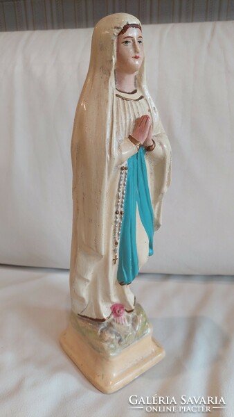 Virgin Mary of Lorrdes old painted religious statue, 34.5 Cm