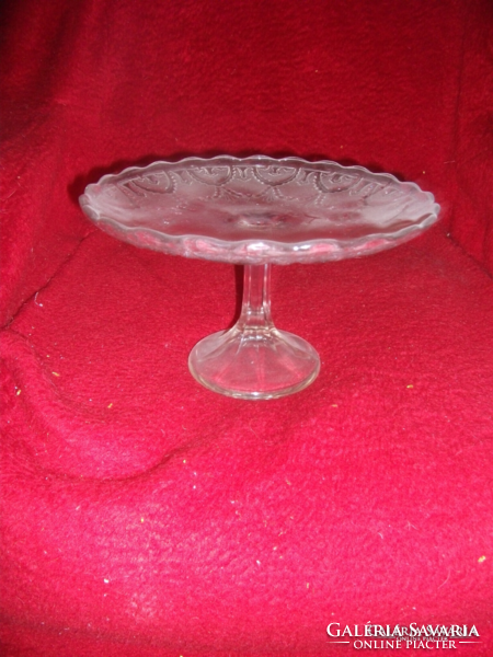 Antique glass fruit holder, beautiful, patterned, footed. Size: diameter: 25 cm, height: 15 cm