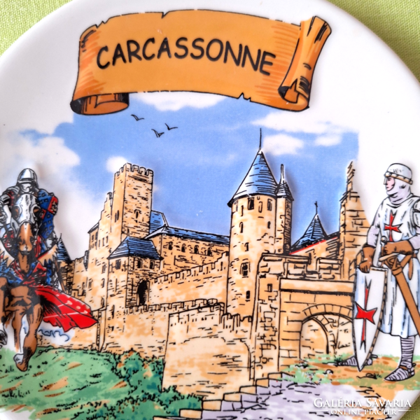 Francia porcelán dísztányér Carcassonne