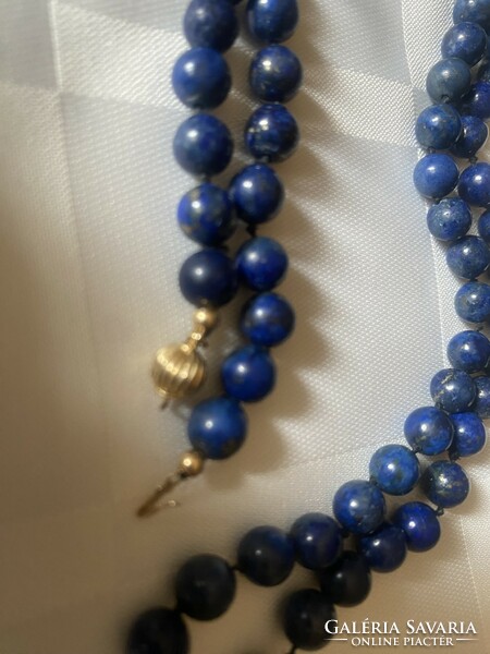 Lapis lazuli string of pearls with gold clasp