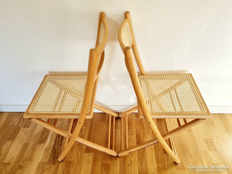 Mid-century nádazott összecsukható székek (4 db)