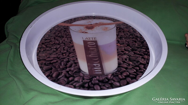 Retro metal plate waiter tray decorative tray caffe latte machiato in very nice condition 34cm according to pictures
