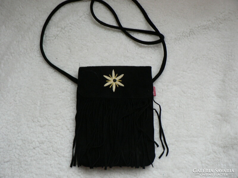Black suede fringed small bag