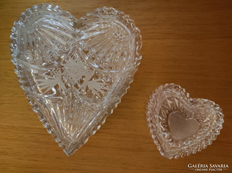 Heart-shaped cast glass? Jewelry holder / candies 2 pcs
