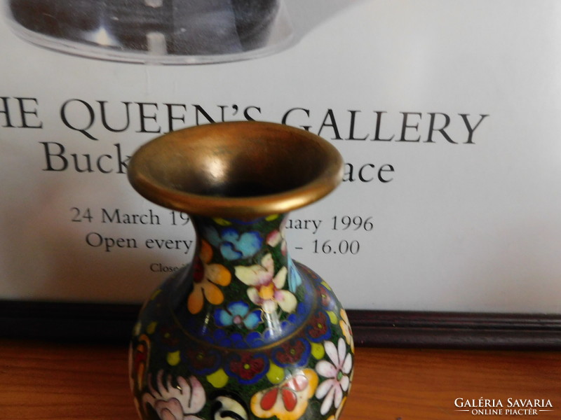 Cloisonné - split enamel vase with butterfly pattern 13 cm