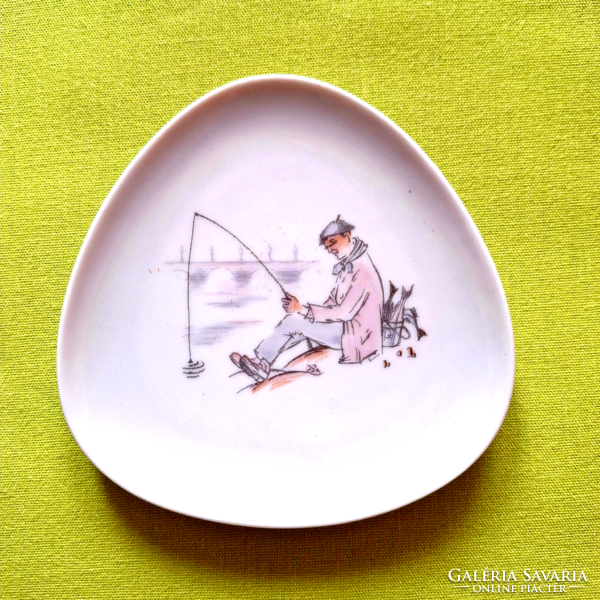 French porcelain plate bowl, fisherman, pecás pattern