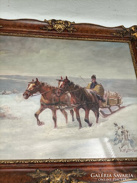 Cluj-Napoca: winter landscape with horse-drawn sleigh