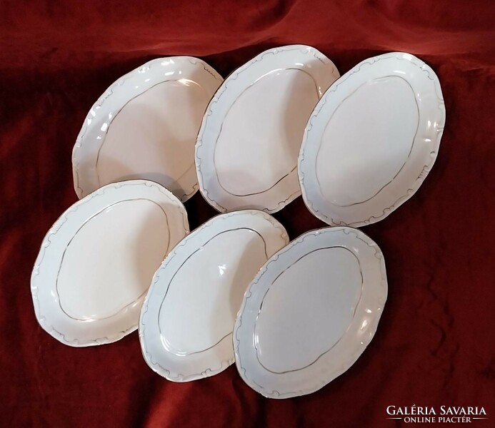 6 zsolnay feathered oval bowls
