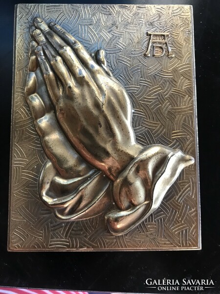 Copper/bronze plaque based on a drawing by Albrecht dürer: praying hands (302)