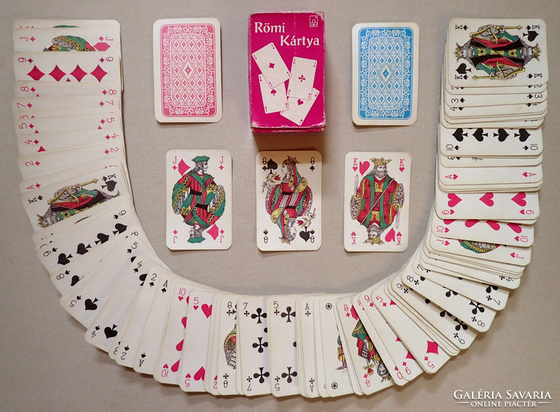 Régi retró dupla hiánytalan francia römi kártya játék pakli franciakártya römikártya Tamási Komlós