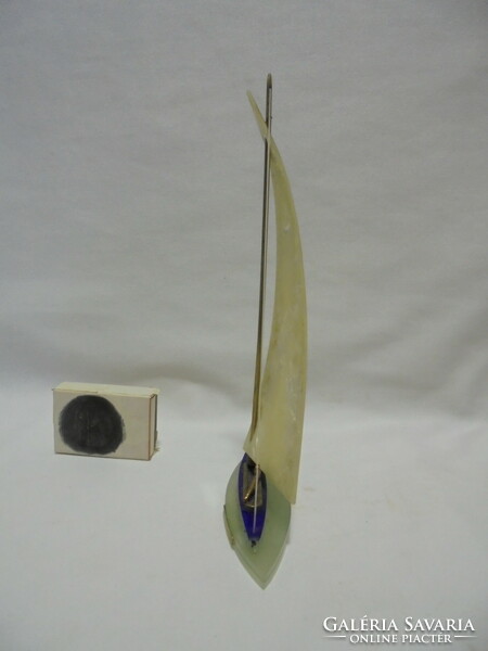 Retro " Balatoni emlék " vitorlás, szuvenír - kagyló, plexi - nagy méret 19,5 cm