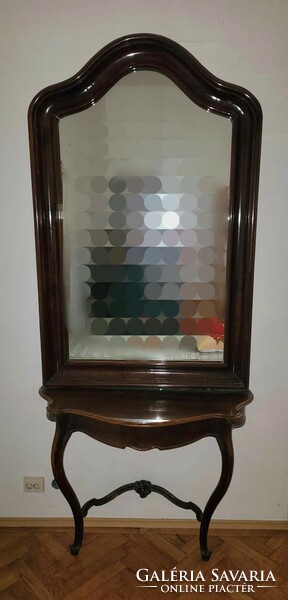From HUF 1! Antique, huge, 100-130 year old wooden framed mirror, plus a table! Nice polished wood!
