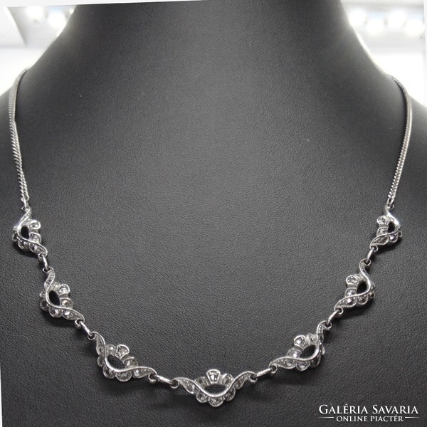 Silver necklace with marcasite stones, 13.1 g, 54 cm, 925%