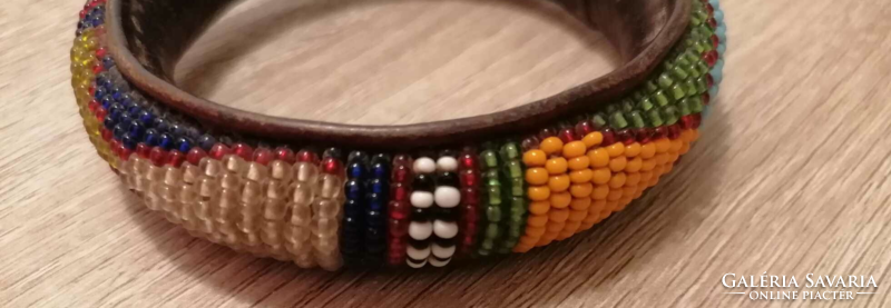 Unique special craft product (leather bracelet - decorated with pearls)