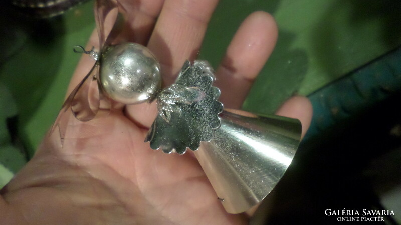 Retro, glass and foil Christmas tree decoration, in good condition for its age.