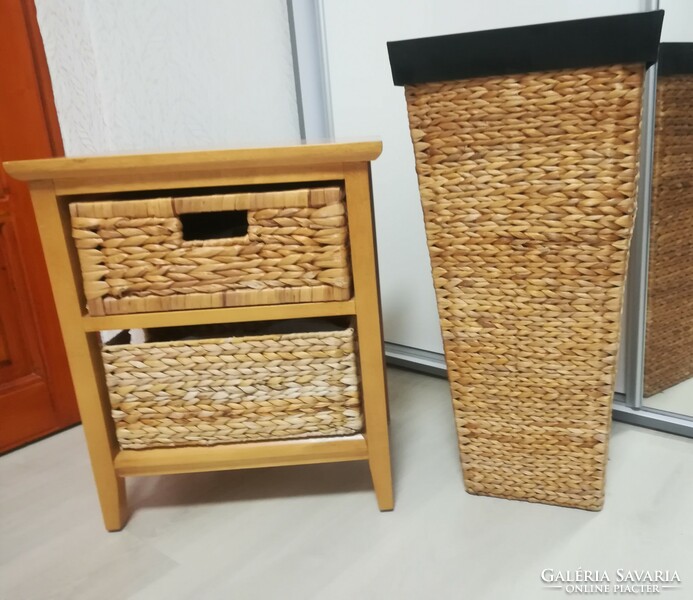 Wooden dresser made of water hyacinth with 2 drawers 46*33*54 cm