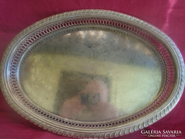 An old but beautiful tray with an openwork rim, dimensions of a demanding piece: 37x26 cm