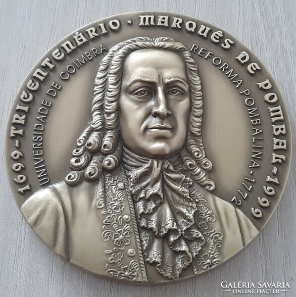 300 éves a Coimbra Egyetem 1699 - 1999 Pombaline reform réz vagy bronz plakett 8 cm  S.MACHADG szign