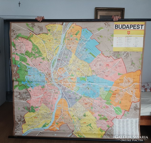 Hatalmas méretű vászon BUDAPEST térkép 1974 ből 2000 pl készült újszerű hibátlan állapotban
