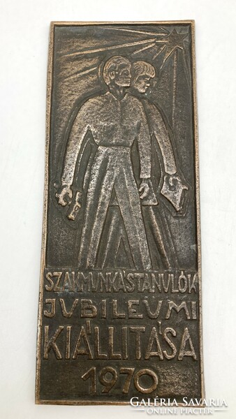 Jubilee exhibition of vocational apprentices 1970, social real bronze plaque - rarity