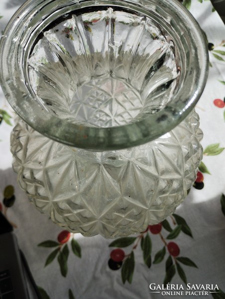 Retró öntött üveg nehéz váza