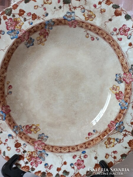 Antique English earthenware deep plate painted