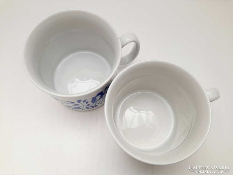 Zsolnay blue folk pattern mugs in a pair, 2 in one