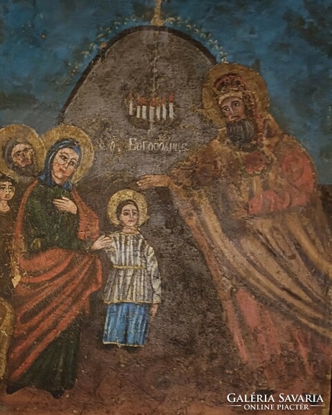 From HUF 1! Antique Russian Icon! 17-18. Century oil painting! Presentation of Mary in the church! Size