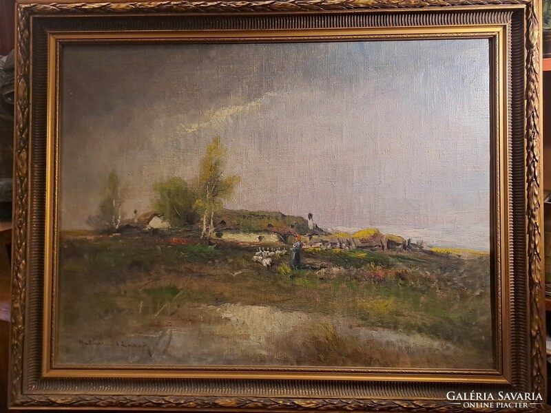 Hungarian painter: farmhouse with illegible signature