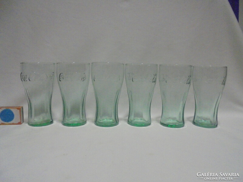Hat darab halvány zöld Coca-cola pohár - együtt