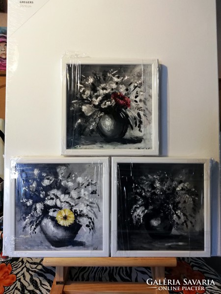 Fantastic still lifes in a series (3 pieces, 20 x 20, oil)
