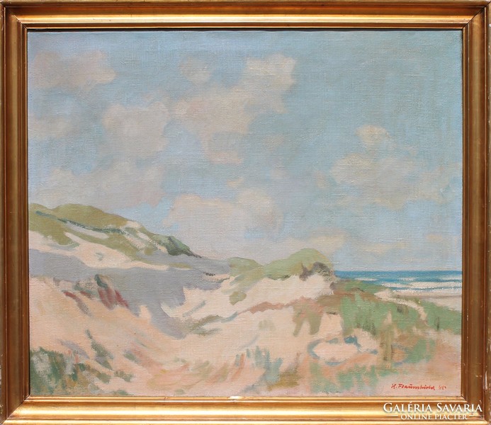 Coastal Dunes - Old Oil Painting, 1945