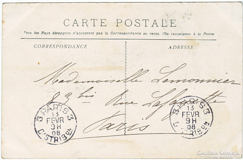 Franciaországi képes levelezőlap 1908
