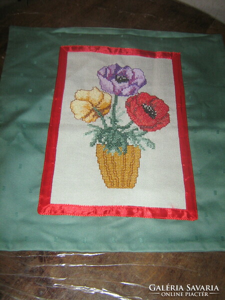 Beautiful embroidered flower cushion cover
