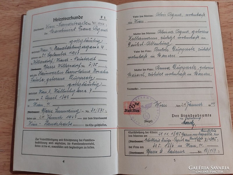 (K) Német egységes családnyilvántartás igazolvány 1944