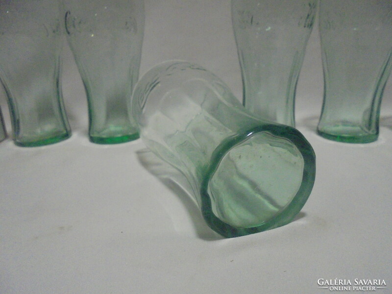 Hat darab halvány zöld Coca-cola pohár - együtt