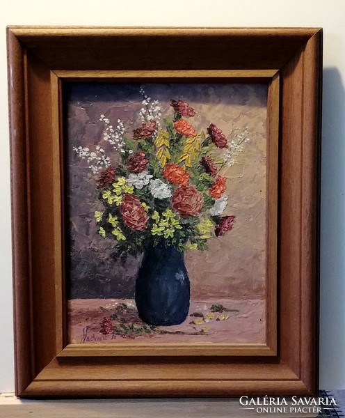 Classic flower still life in its own frame (km. 25.5 X 30.5, Oil)