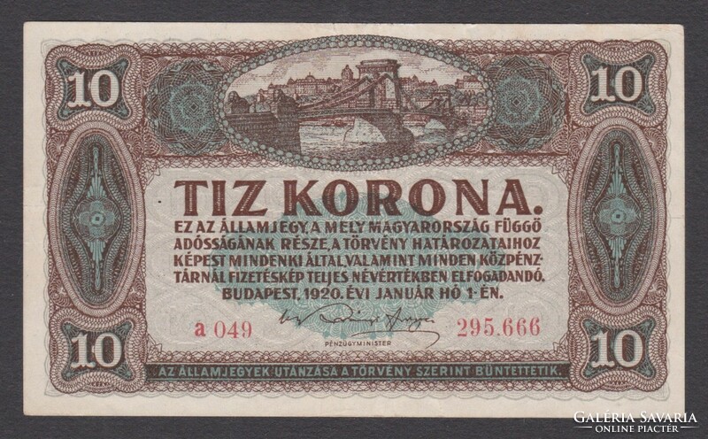 2db Korona 1920 (10 és 20) (VF-, EF)