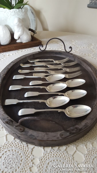 English silver-plated spoon and fork set