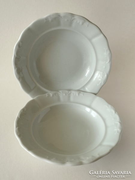 2 Zsolnay deep plates marked with an old white pattern