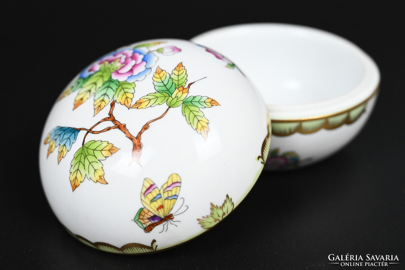 HERENDI PORCELÁN VIKTÓRIA MINTÁS BONBONIER, FEDELES DOBOZ