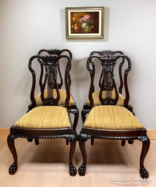 6 db gyönyörű, magas minőségű, chippendale stílusú lant támlás szék