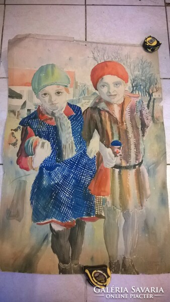 Károly Vayszada (1901-1977) girlfriends aqv., Jjl., painting made in 1930