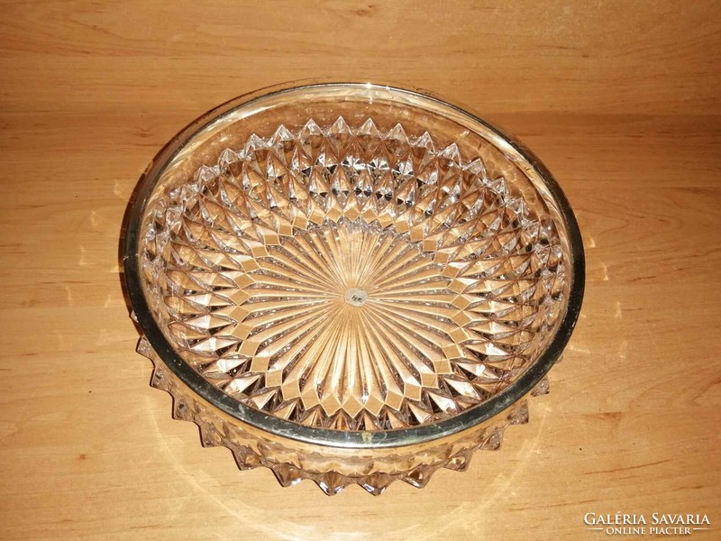 Üveg kerek asztalközép kínáló fém széllel - 22 cm (7p)
