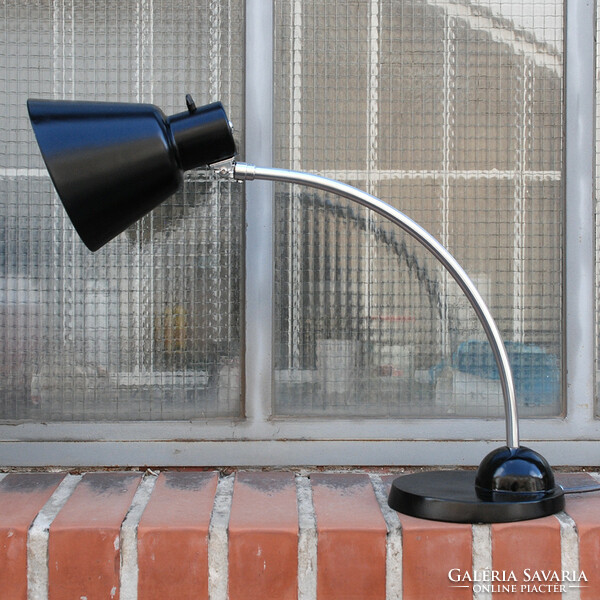 Bauhaus - art deco table lamp renovated / black - chrome) - schaco